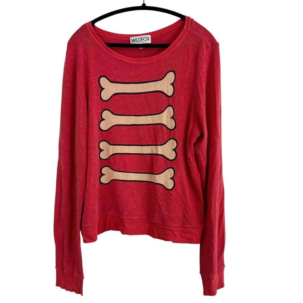 WILDFOX RARE Vintage Red Caveman Bones Baggy Beach Jumper Sweatshirt Medium - Picture 4 of 7